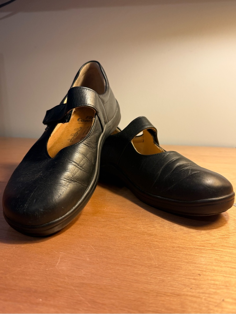 Finn Comfort Black Leather Mary Jane Shoes Size 9.5 EU Size 40